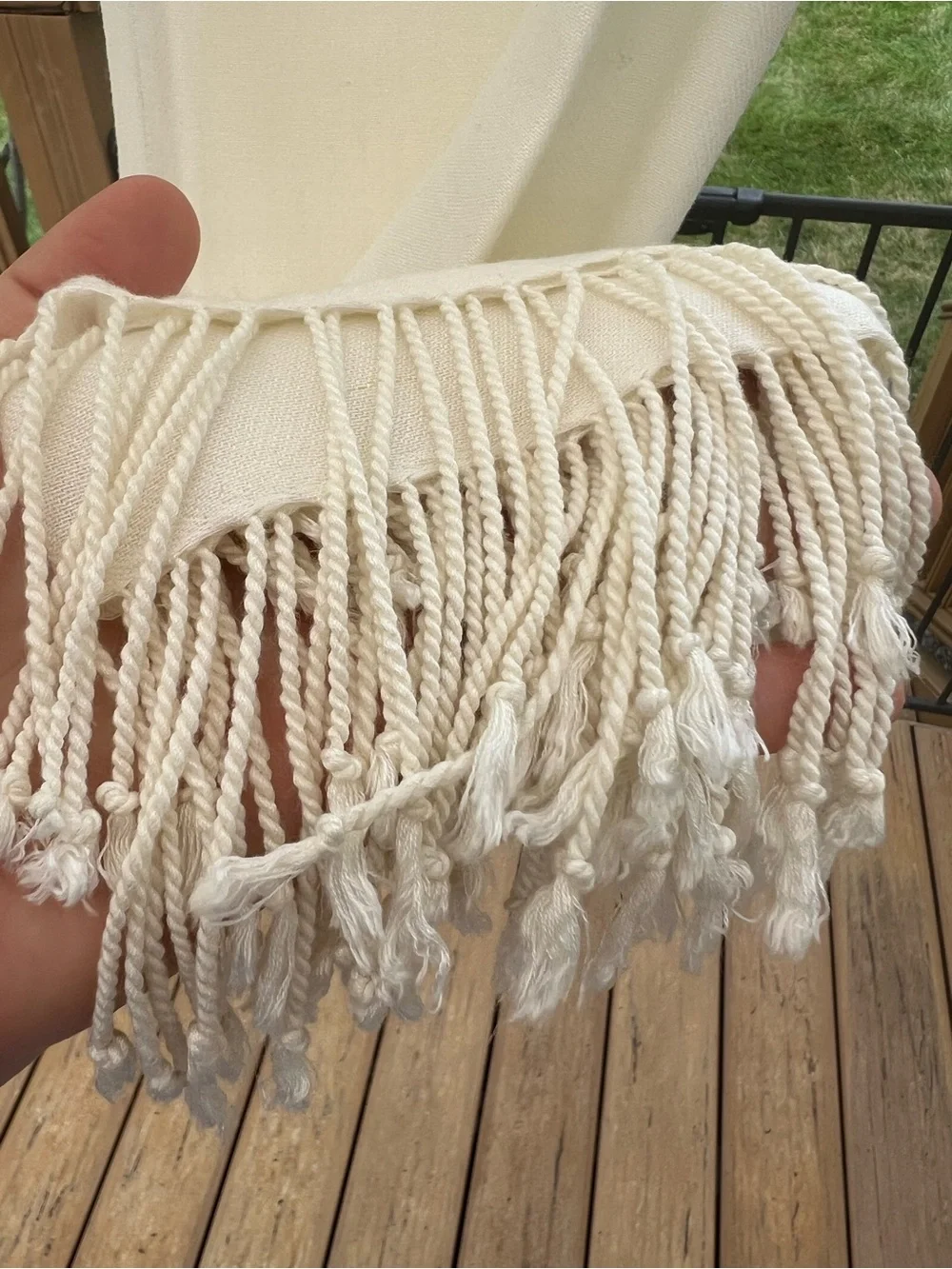 Women's Cream Fringe scarf, or wrap